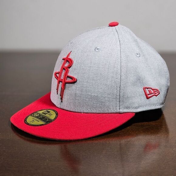 New Era Houston Rockets Hat Low Crown Grey Red Fitted 7 1/4 NBA Cap 59Fifty - Picture 13 of 13